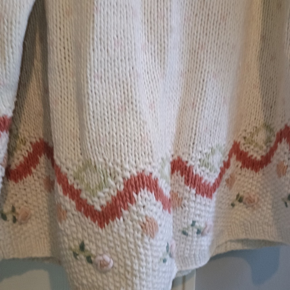 Vintage Jennifer Reed Cottagecore Grandpa Sweater Embroidered Chunky L Hong Kong - Picture 11 of 12